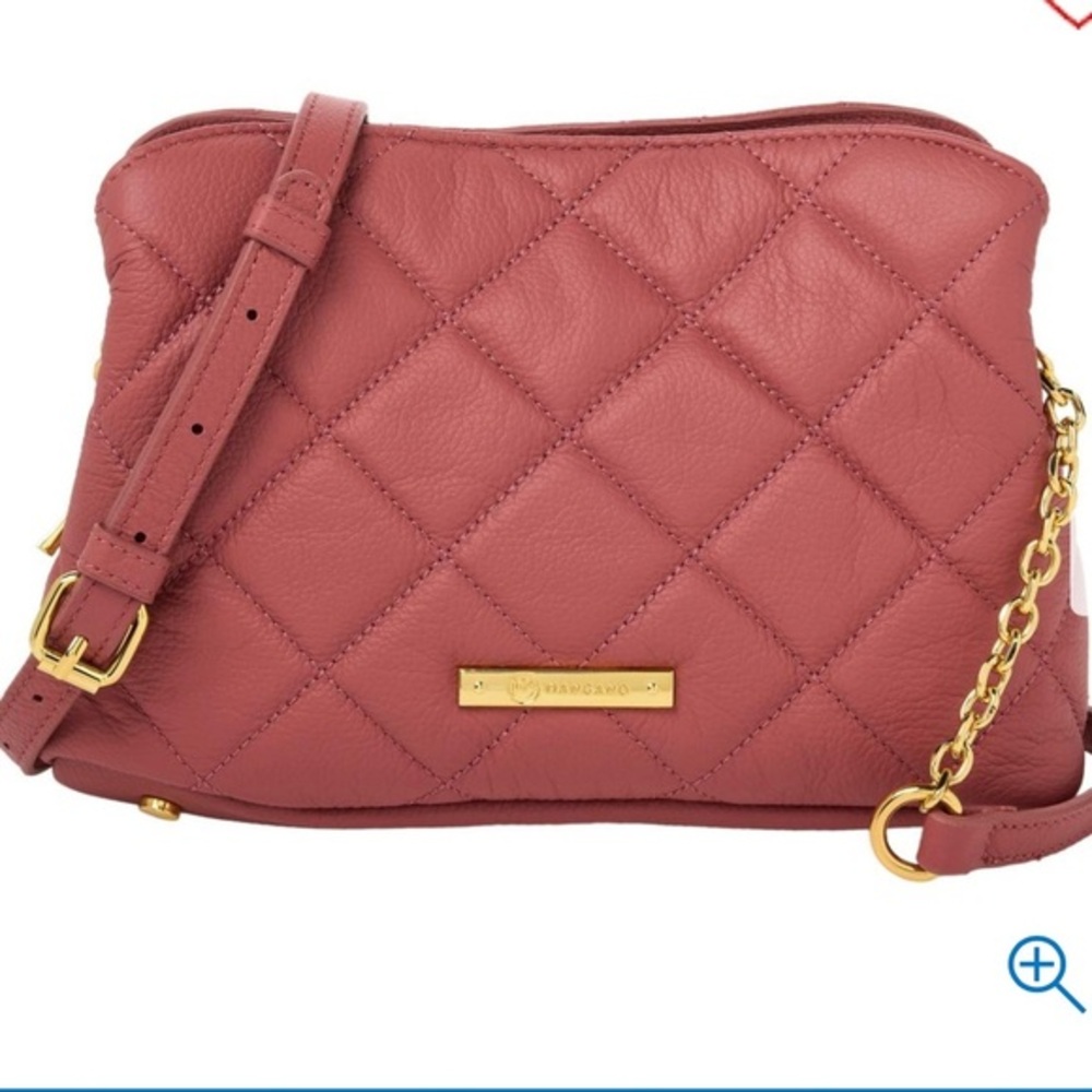 NWOT Joy First Class Luxury Leather Quilted Chain Crossbody Bag Dusty Rose